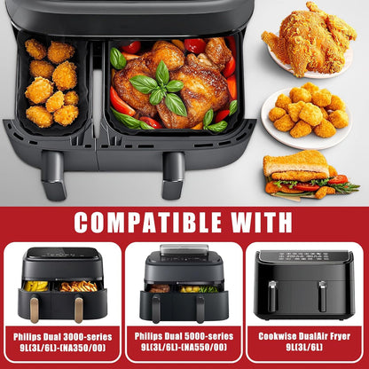 PETHREE Silicone Mould for Philips Airfryer Dual Basket 6L/3L