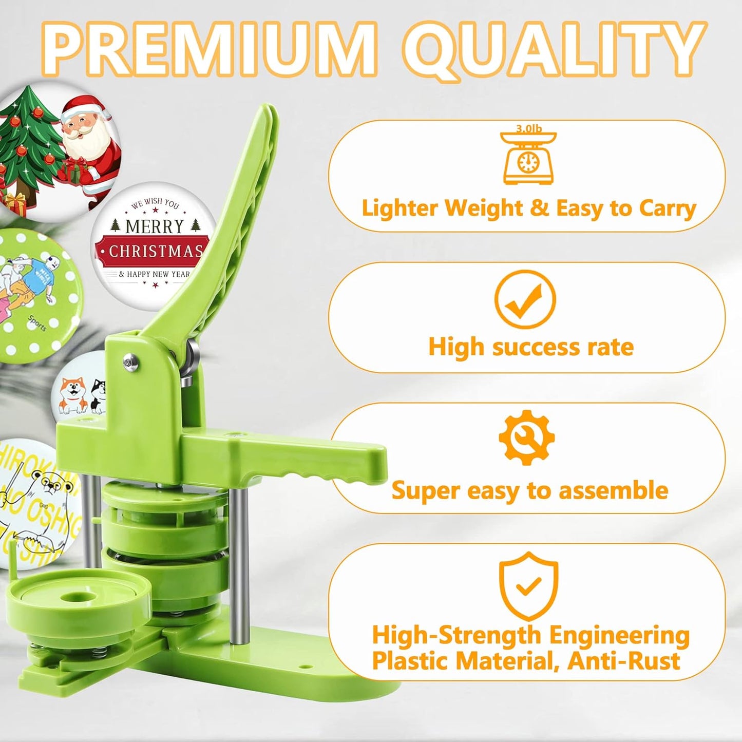 MK.Bear 75mm DIY Button Maker Machine with 100 Supplies