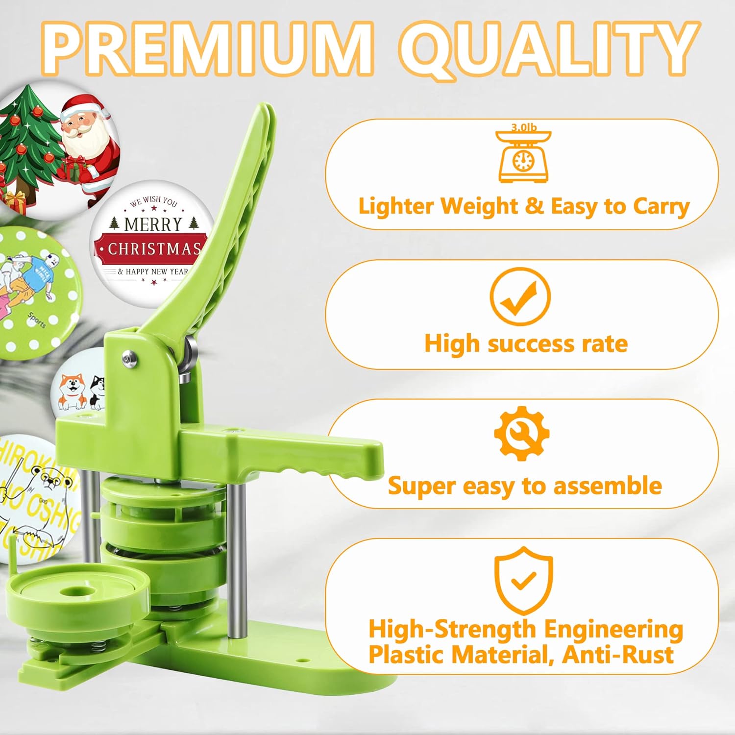 MK.Bear 75mm DIY Button Maker Machine with 100 Supplies