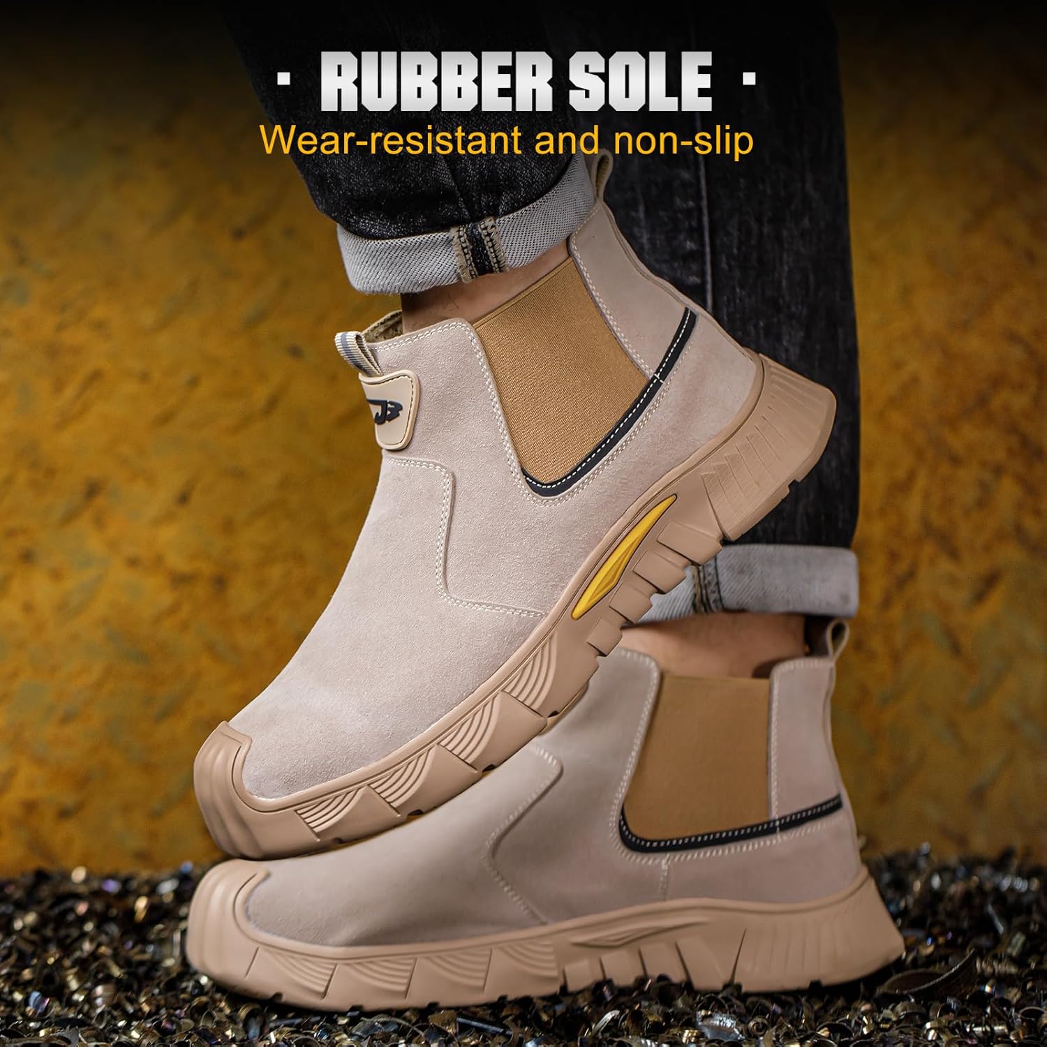 Hogent Slip-On Steel Toe Welding Work Boots for Men