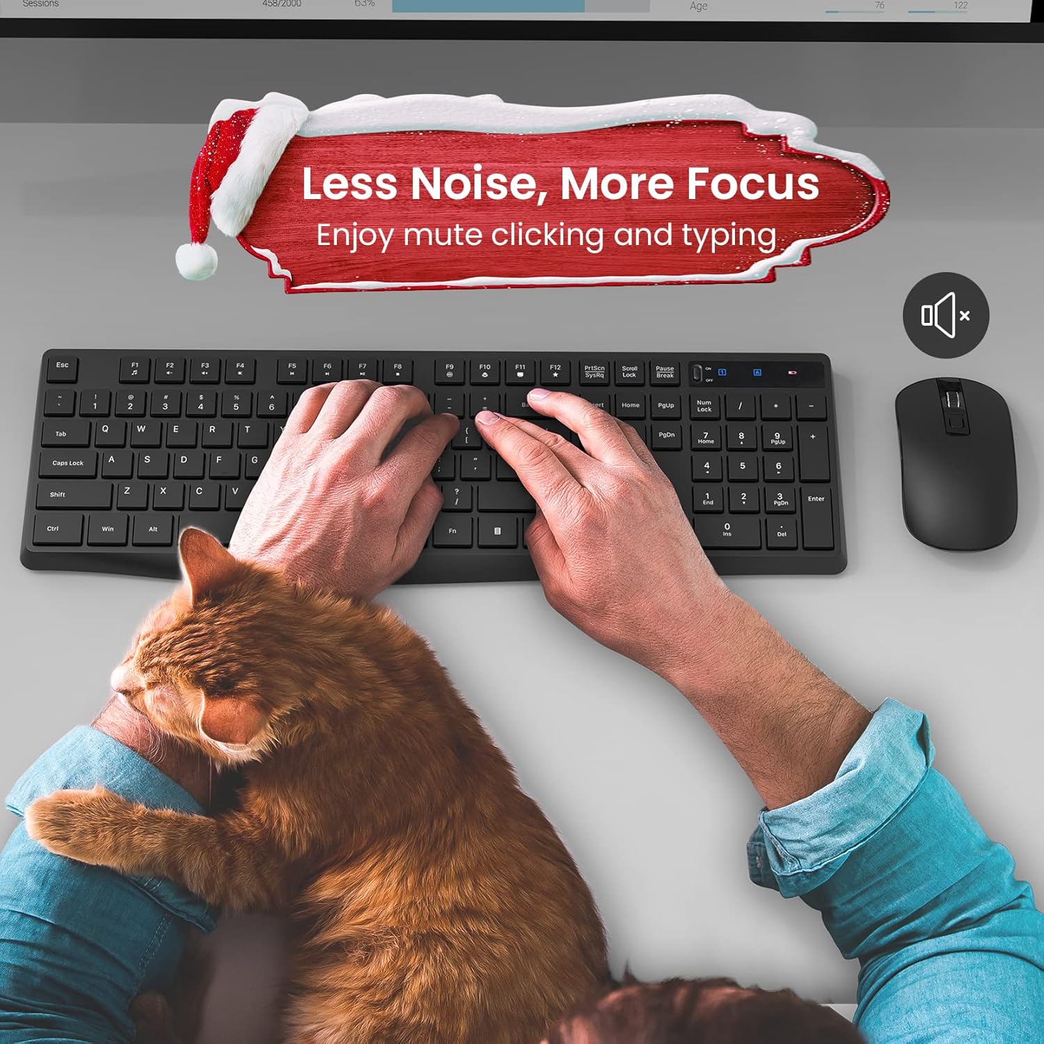 PONVIT PC230 Wireless Keyboard and Mouse Combo with Silent Click