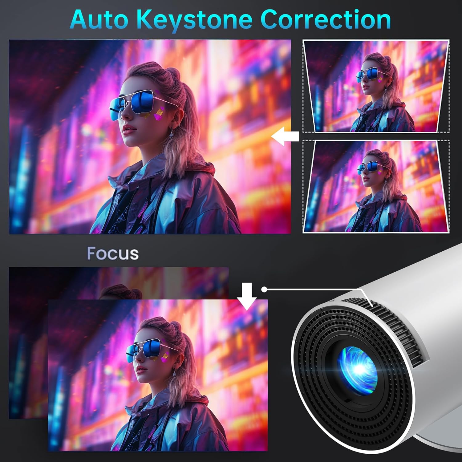 HY300 Android Mini Projector with WiFi, Bluetooth, 180° Flip, 4K/1080P Support