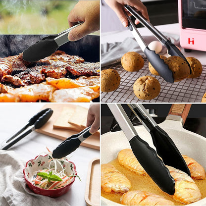 YSTrillion Stainless Steel Silicone Barbecue Tongs 27cm & 34cm