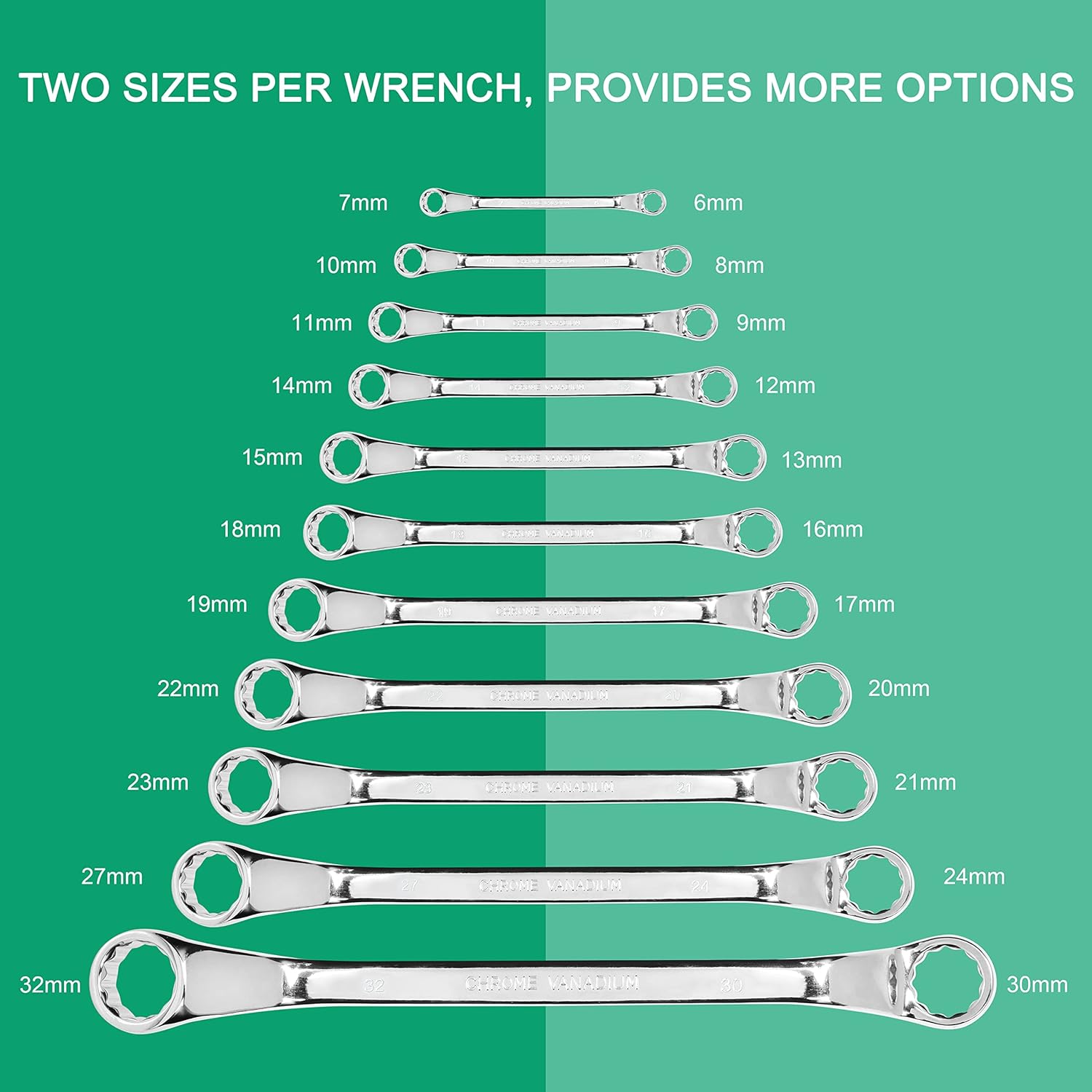 Denali 6-32mm Metric Wrench Set with Holder, 11-Piece for Home & Auto