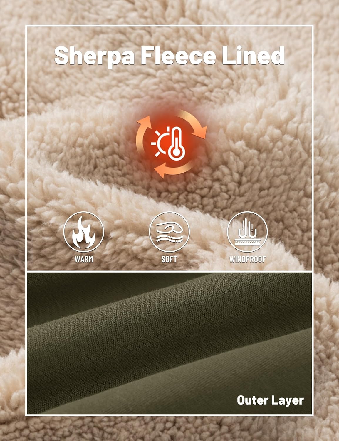 TACVASEN Men's Sherpa Lined Winter Warm Thermal Fleece Jogging Sweatpants with Pockets