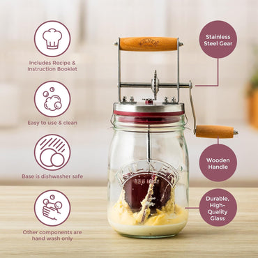 Kilner Vintage Glass Butter Churn 34oz Classic Hand‑Crank Design