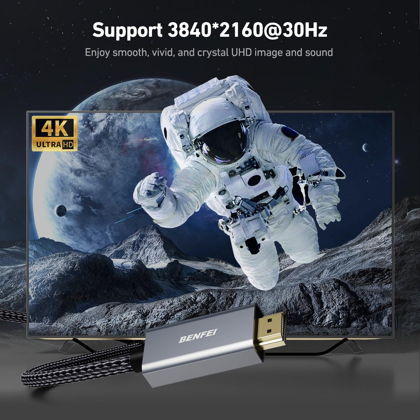 BENFEI 4K DisplayPort to HDMI Cable Aluminum Shell Nylon Braided Uni-Direction DP 1.2 to HDMI 1.4 for Computer Monitor Laptop