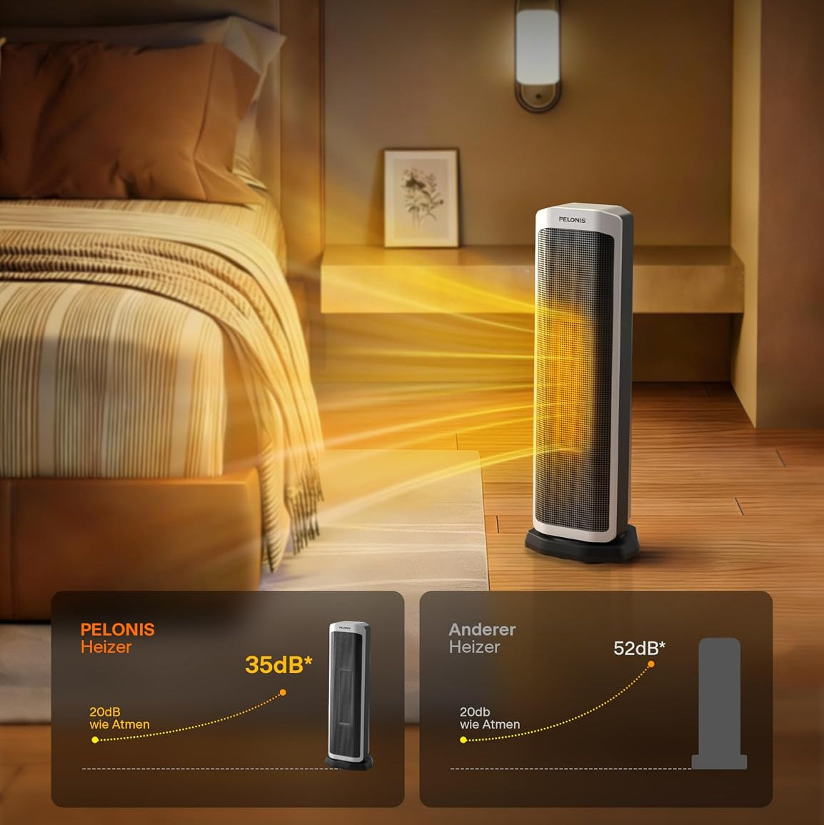 PELONIS Tower Heater 2000W with Remote Control White PHT20A4ABWDE