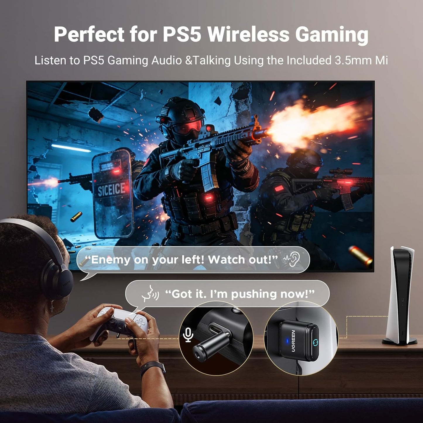 UGREEN CM668 Bluetooth 5.3 USB Audio Adapter for PS4 PS5