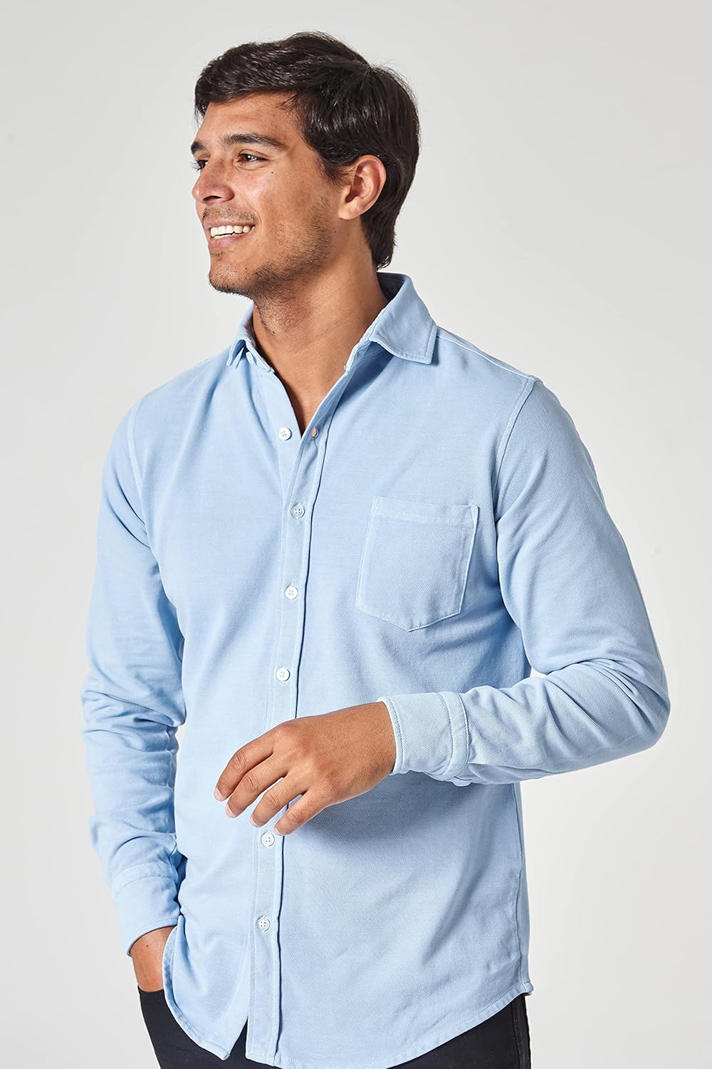 Jack Stuart Men's Long Sleeve Pique Shirt – Classic 100% Cotton