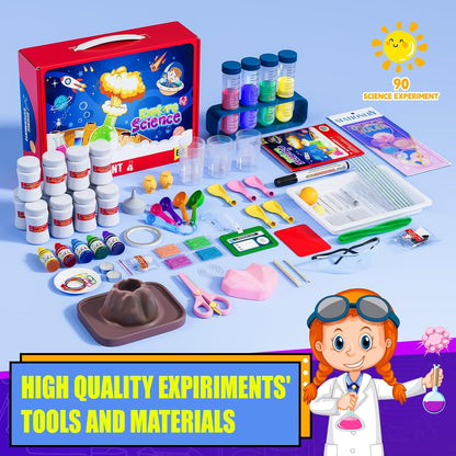 90-Experiment Kids Science Kit - Hands-On STEM Chemistry Physics Set