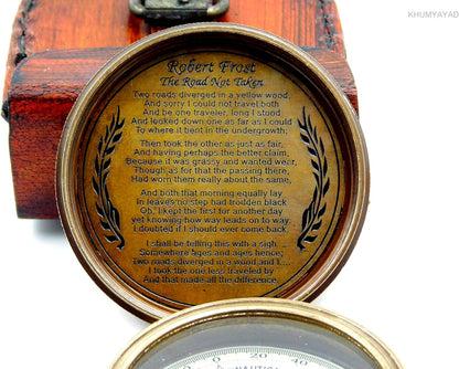 Antique Brass Pocket Compass with Leather Case – Handcrafted