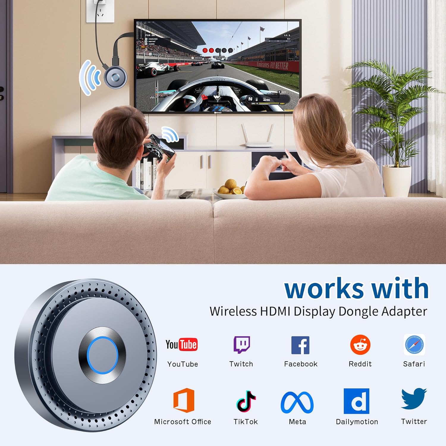 TPUFO HDMI Dongle – 4K Decoding, 1080p Full HD, Dual‑Band