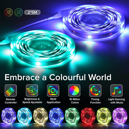 Bonve Pet HL-5050A 10m RGB LED Strip Lights Bluetooth Remote Control
