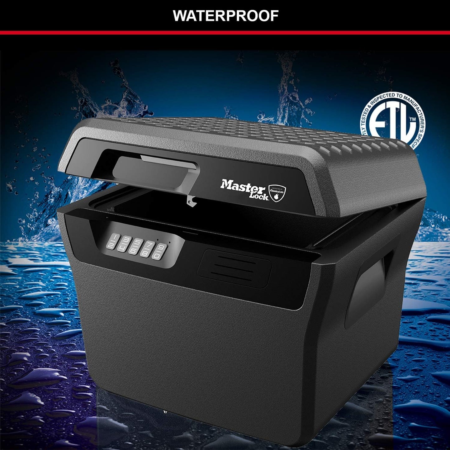 Master Lock Fireproof Document Box: ETL-Certified, Waterproof, Electronic Combination Lock, 18.5L Capacity