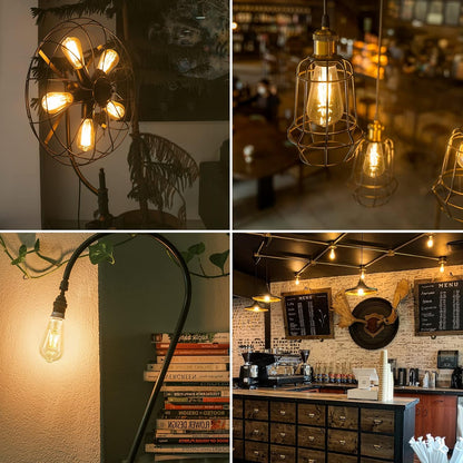 Lepro ST64 E27 LED Vintage Light Bulbs 4.8W 470lm Warm White 2500K Retro Amber Glass Non-Dimmable Pack of 6