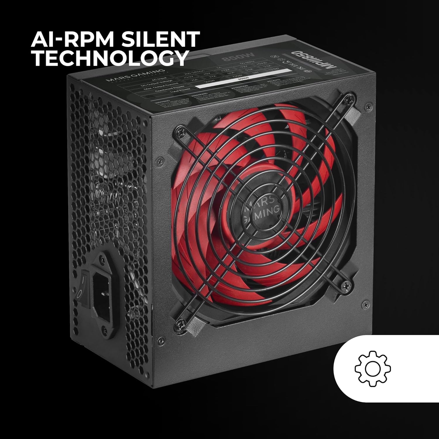 Mars Gaming MPIII850 850W Power Supply – 85% Efficient Silent Fan