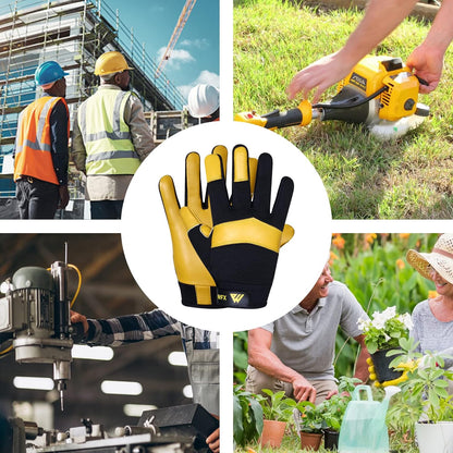 WFX Heavy-Duty Thorn-Resistant Leather Gardening Gloves Breathable Flexi Fit
