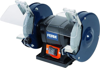 FERM BGM1019 Double Grinding Machine 150W 150mm with P36 & P60 Sharpening Stones, Spark Arrester, Alloy Steel