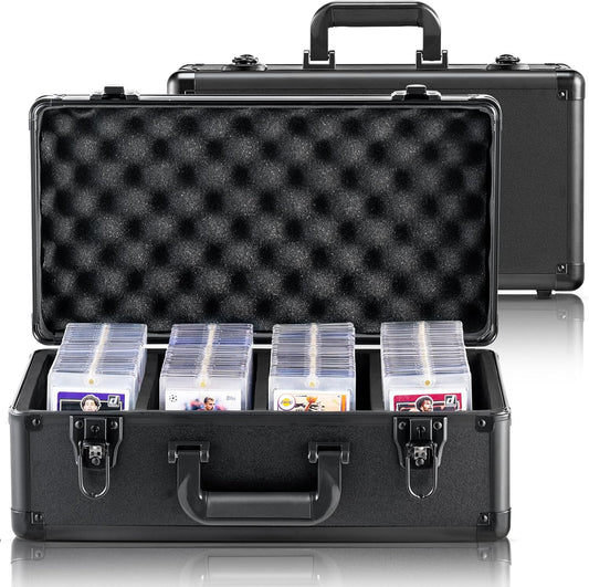 VEVOR Graded Card Storage Box, 4 Slots, Sports Card Holder with Key Lock