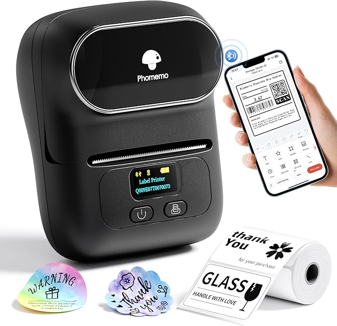 Phomemo M110 Portable Bluetooth Thermal Label Printer with 40x30mm Labels