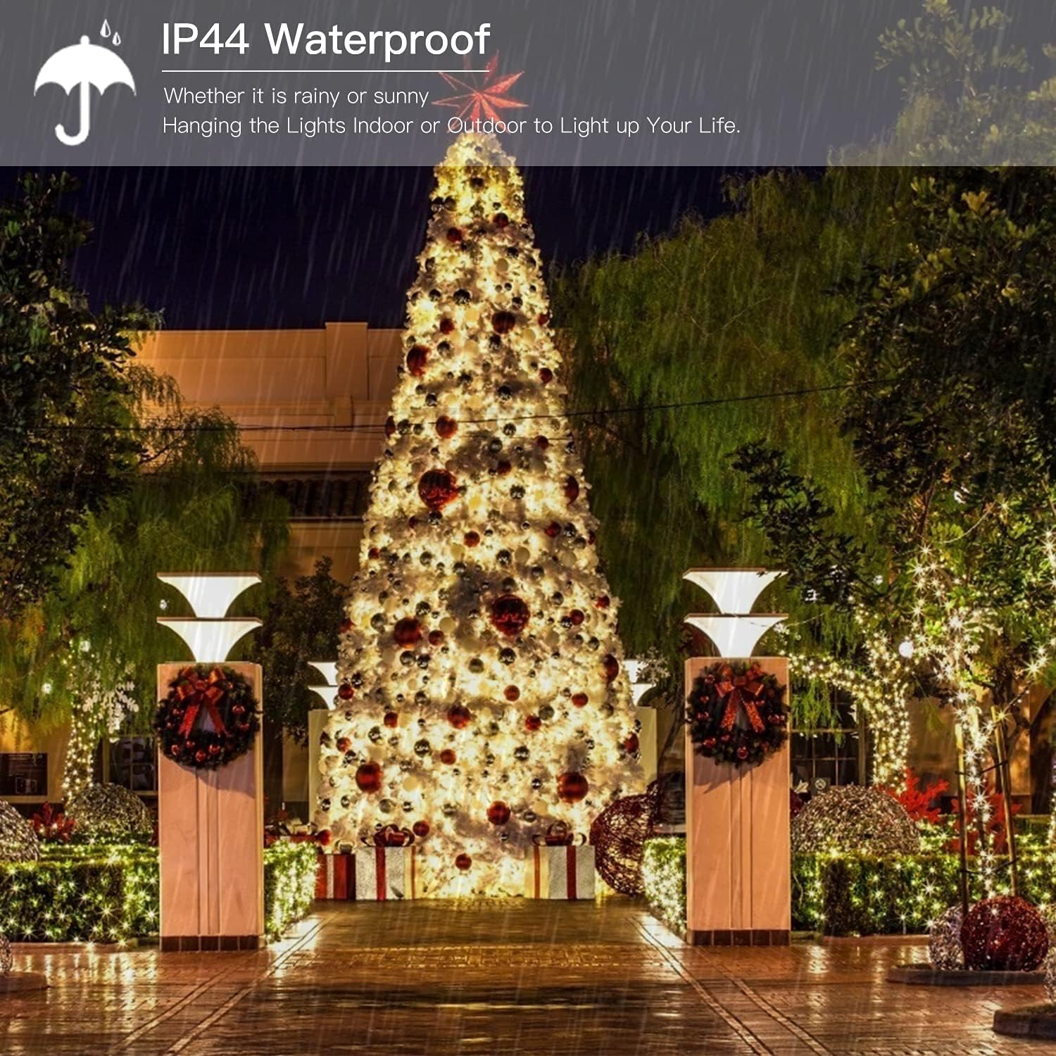 Heaffey Purple Solar Fairy String Lights 40ft Waterproof Outdoor LED