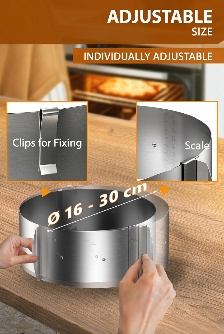 4smile Adjustable Stainless Steel Cake Ring 8.5 cm High