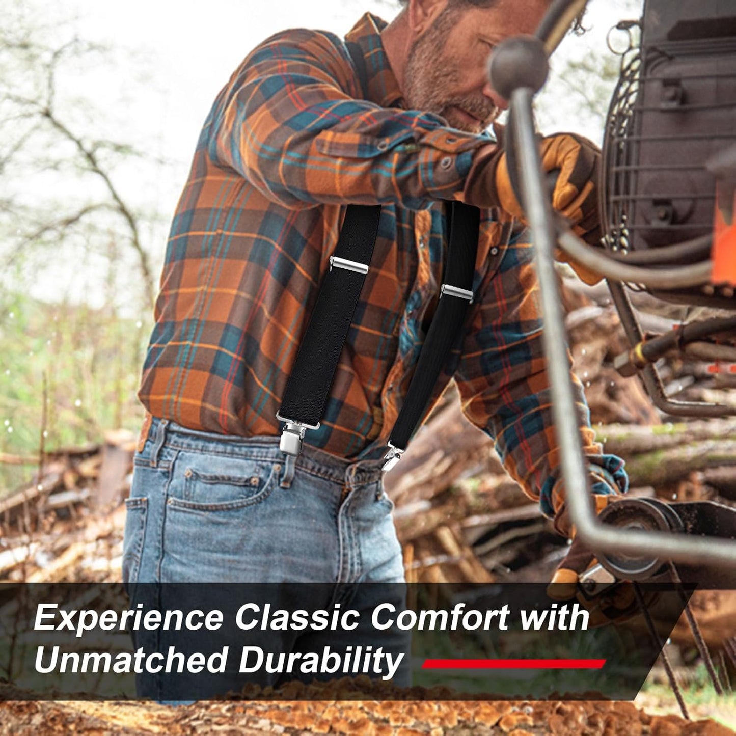 Ultrashang Classic Men's Heavy-Duty 2-Inch Wide Suspenders with Sturdy Clips