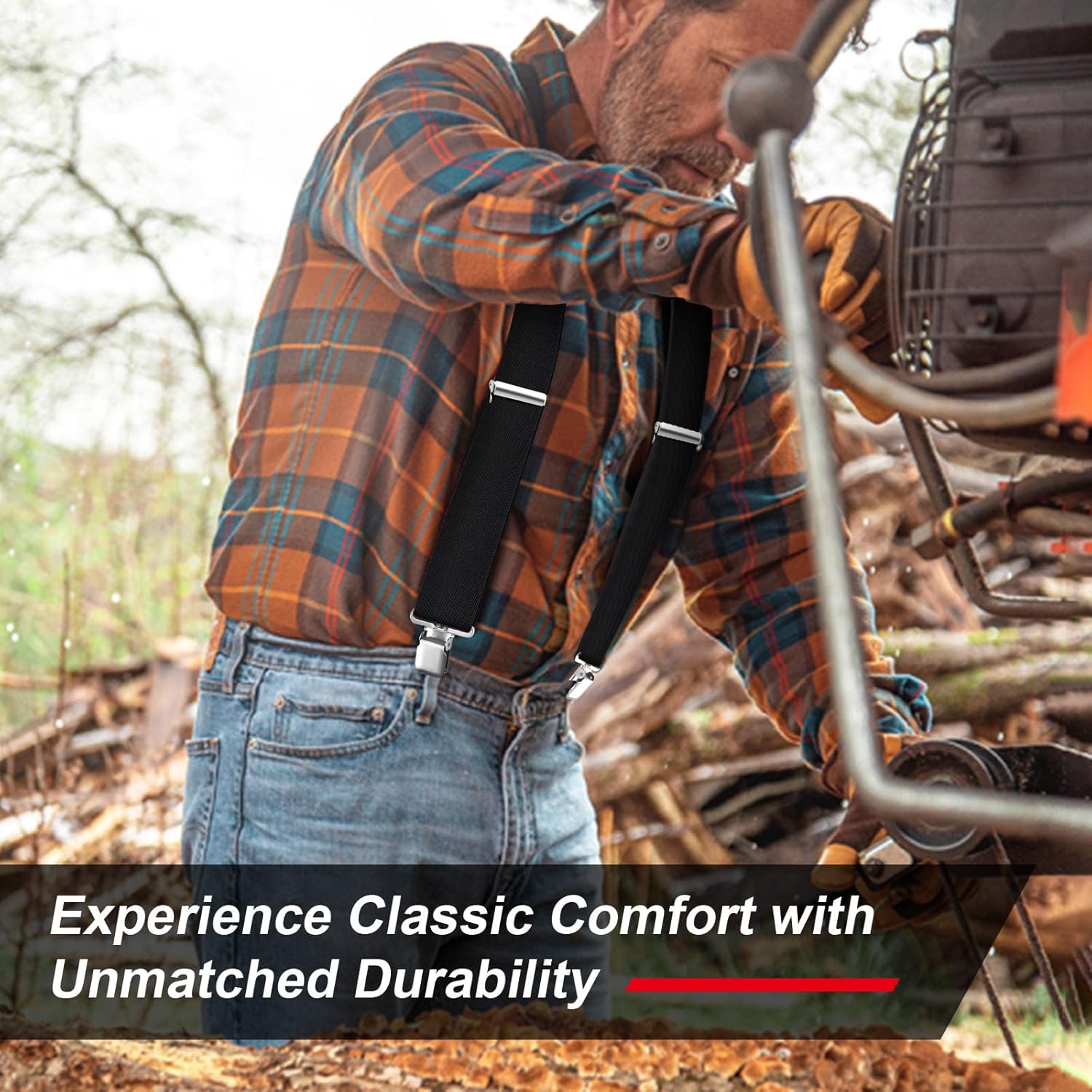 Ultrashang Classic Men's Heavy-Duty 2-Inch Wide Suspenders with Sturdy Clips