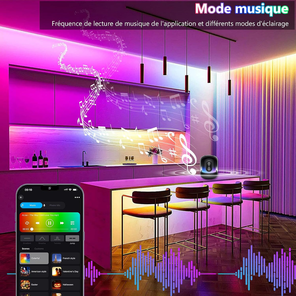 INDARUN RGB WiFi COB LED Strip 10m 24V