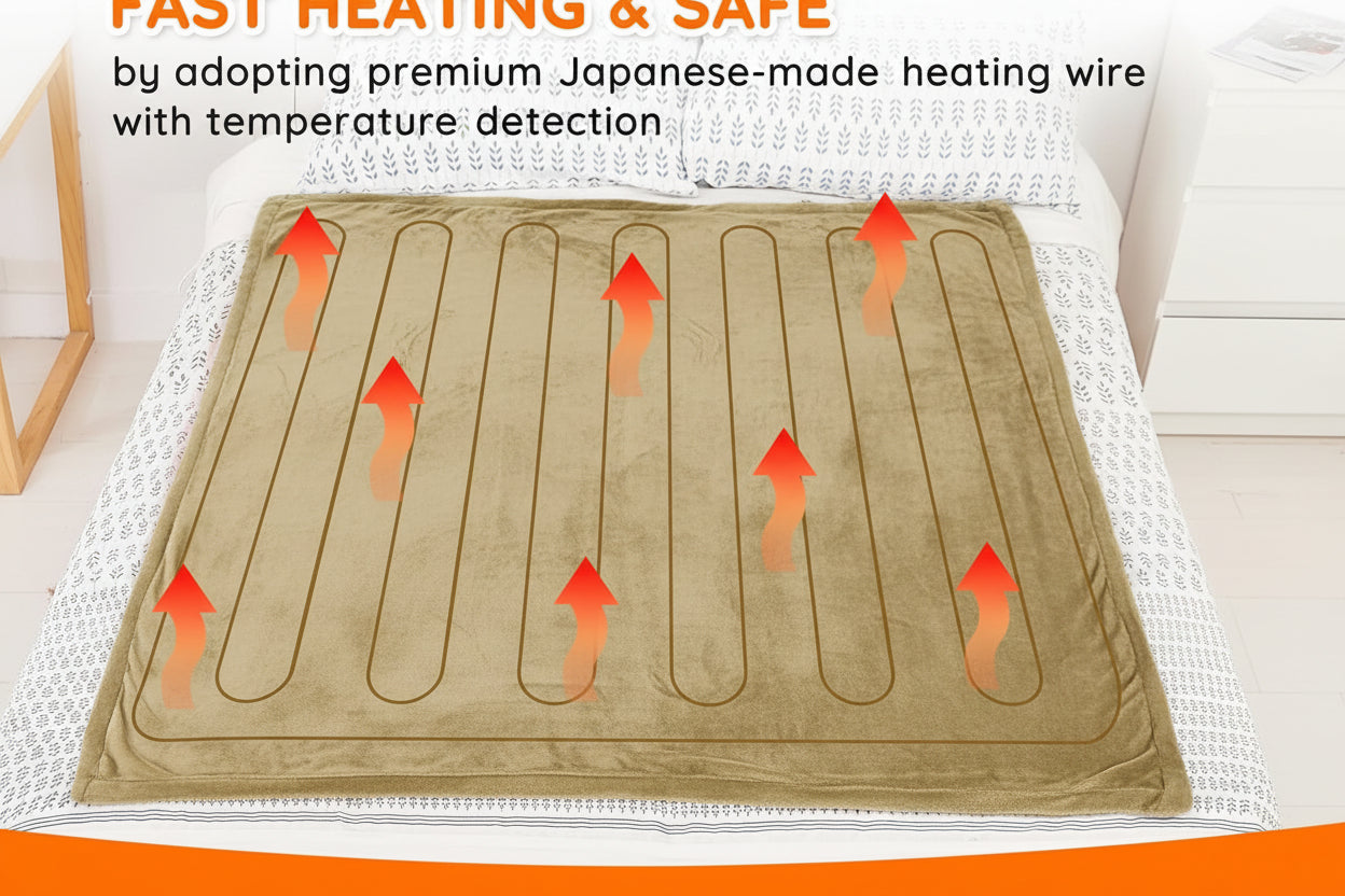 Mia&Coco 180x130cm Electric Heated Throw Blanket with 10 Heat Levels