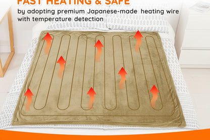 Mia&Coco 180x130cm Electric Heated Throw Blanket with 10 Heat Levels