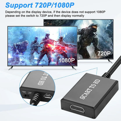 XMSJSIY SCART to HDMI Converter Cable 1080P/720P 0.7M USB Powered Adapter for CRT/VHS/DVD - Gomix Brands Outlet