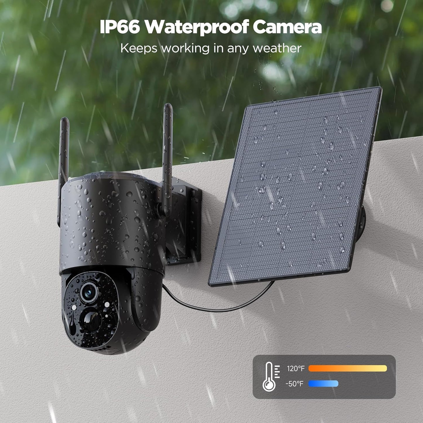 YUPBOE Solar Wireless PTZ 360° Outdoor Security Camera with Floodlight