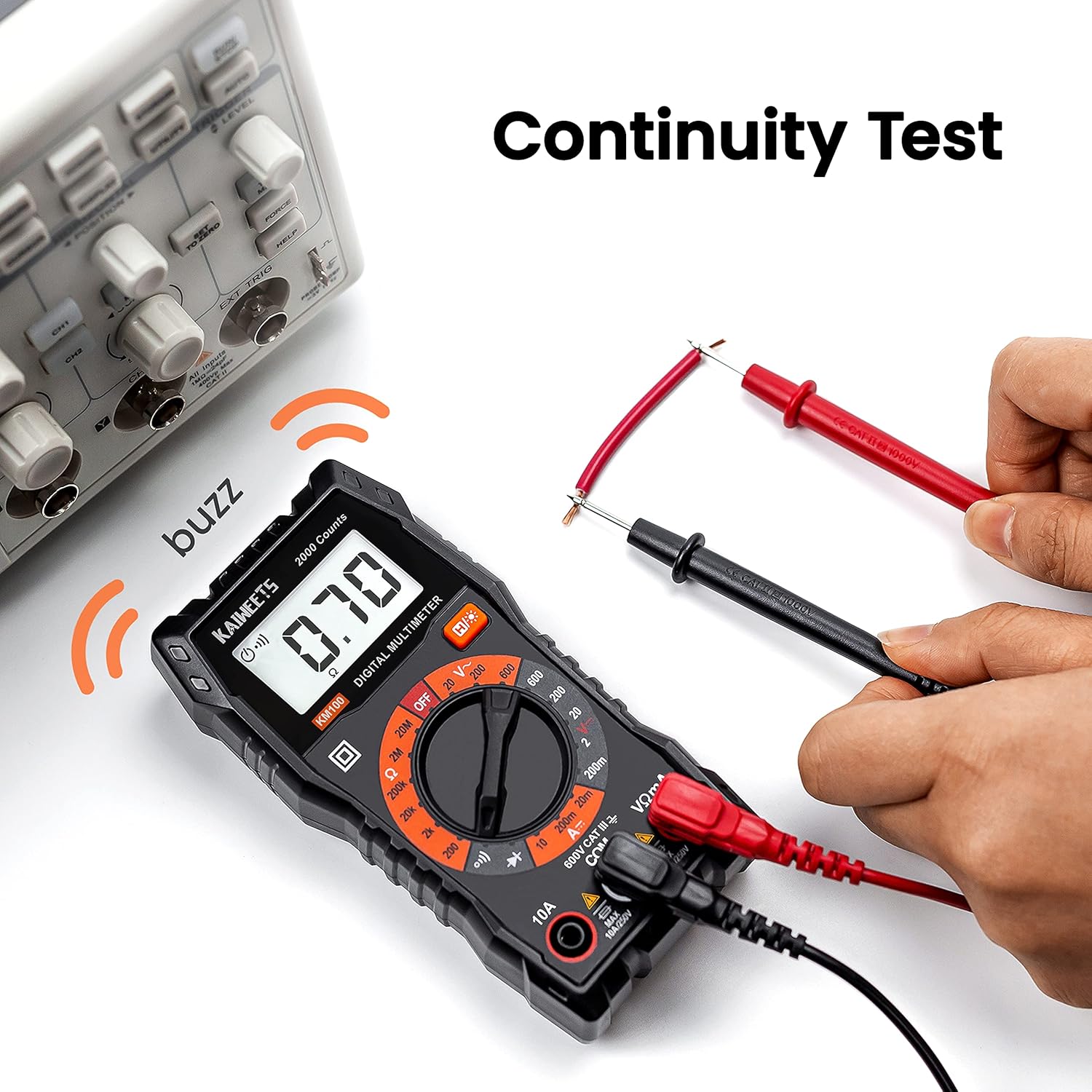 KAIWEETS Digital Multimeter with Case: Accurate AC/DC Voltmeter, Ohm, Amp Tester