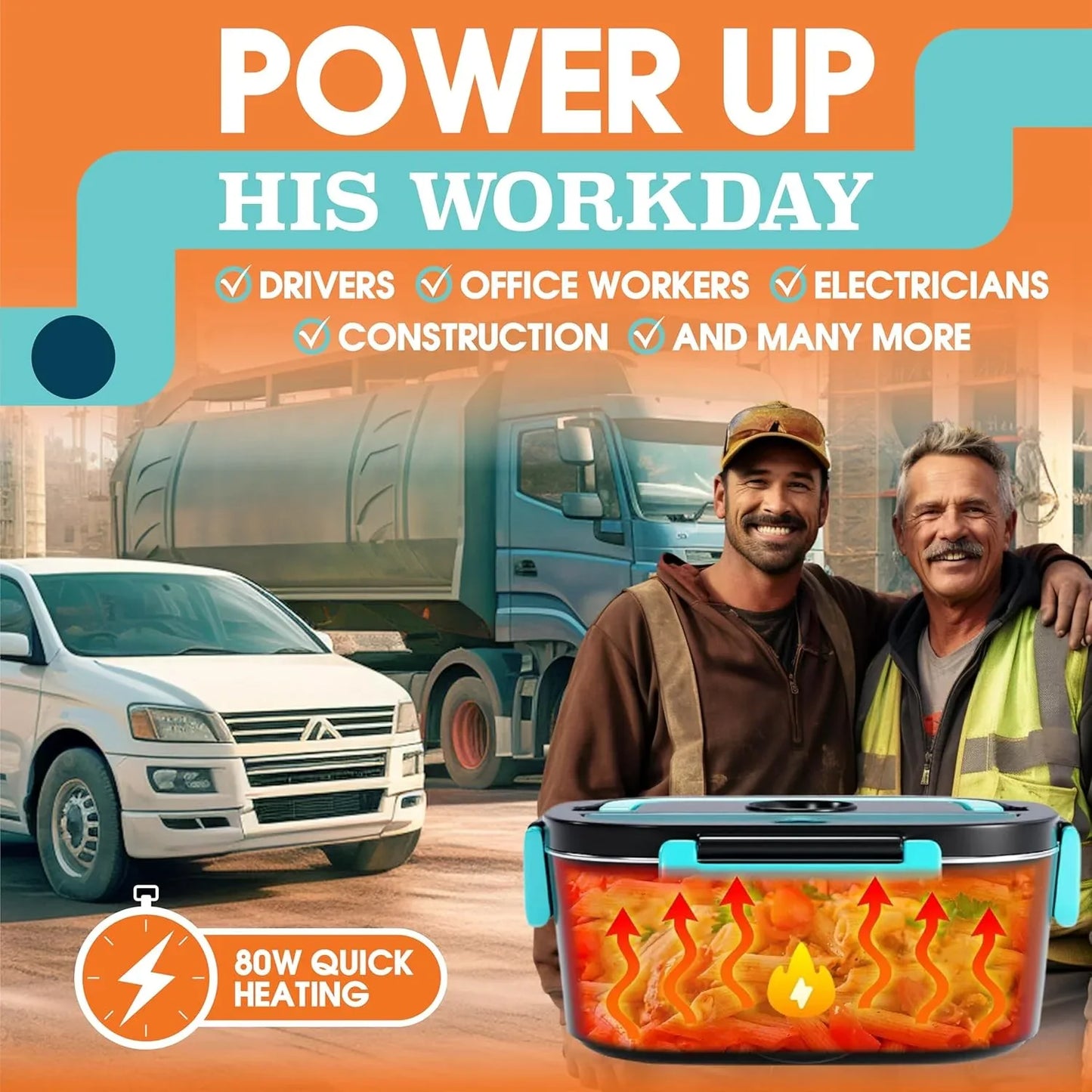 TRAVELISIMO Neon Heated Lunch Box 1.5L Portable Food Warmer - Gomix Brands Outlet