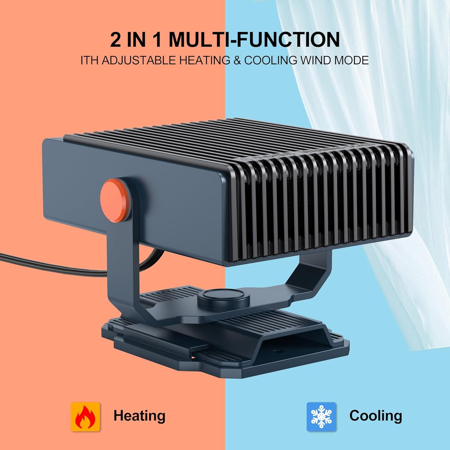 UVOOI 12V Portable Car Heater & Defroster with Cooling Fan