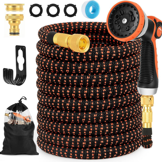 30‑Meter Expandable Garden Hose with 10 Spray Modes, Brass Connectors