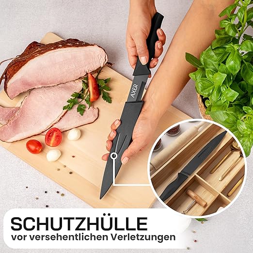 Axer 20cm Professional Black Kitchen Knife – Precision Cutting Tool