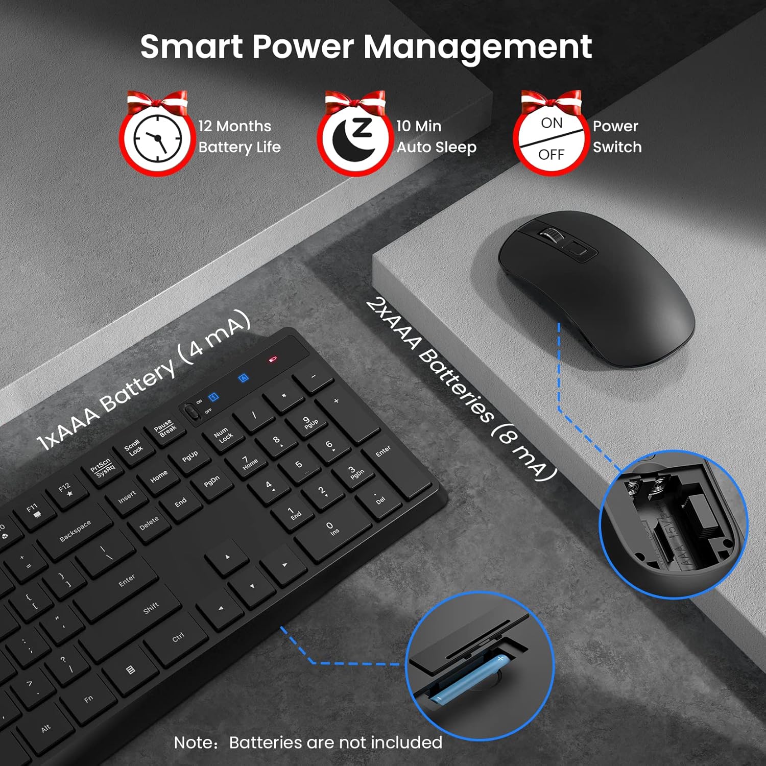 PONVIT PC230 Wireless Keyboard and Mouse Combo with Silent Click