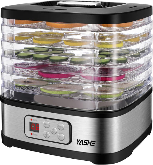 YASHE GGJ-261B 5‑Tray Food Dehydrator with LED Display, 35‑70°C Temperature Range, 72‑Hour Timer
