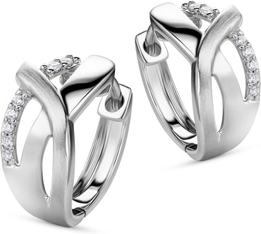 18ct Gold Plated Sterling Silver Huggie Earrings - Dazzling Zirconia Hoops