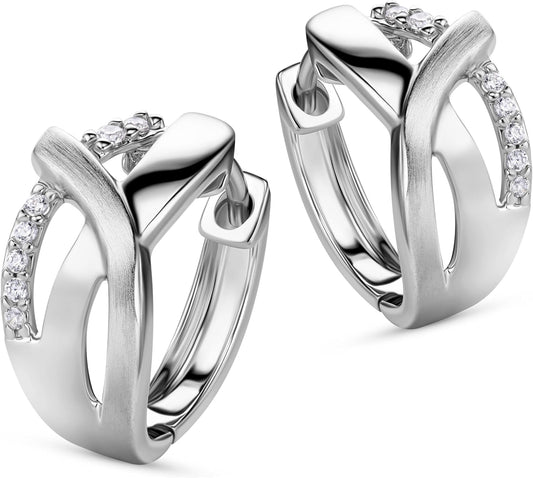18ct Gold Plated Sterling Silver Huggie Earrings - Dazzling Zirconia Hoops