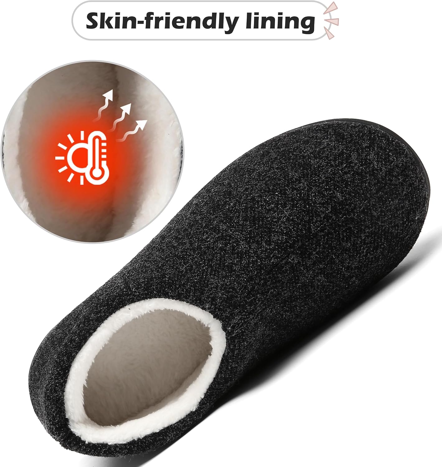 Mishansha Men's Winter Slippers – Warm Black Indoor Shoes