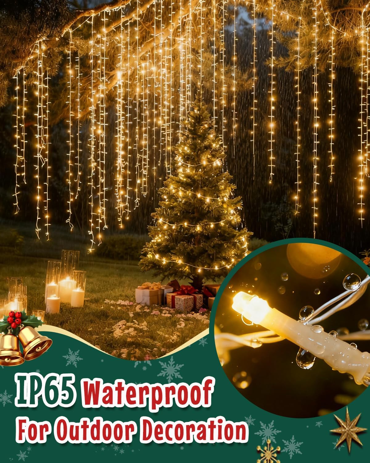Opard Battery Fairy Lights 2-Pack 50 LEDs 5 m 8 Modes Timer IP65 Warm White