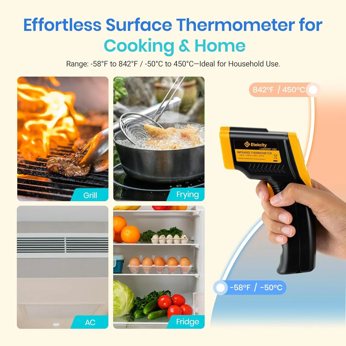 Etekcity 774 Laser Infrared Thermometer with Adjustable Emissivity - Yellow - Gomix Brands Outlet