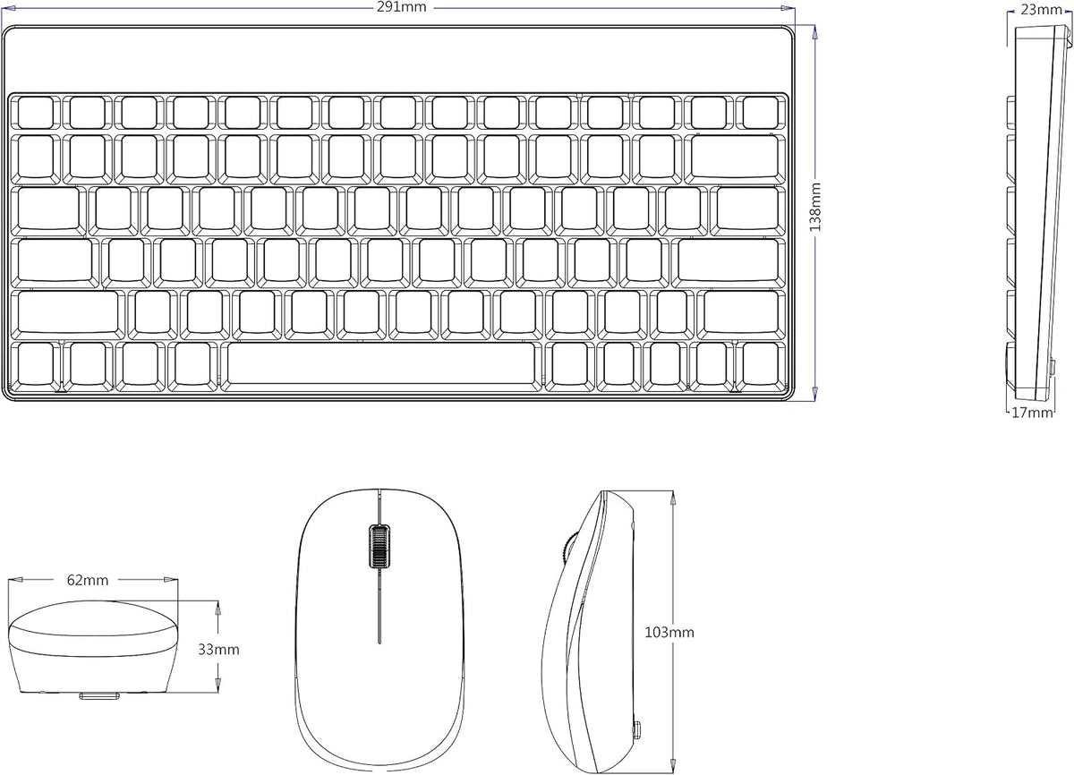 Perixx PERIDUO-712B Wireless Mini Keyboard and Mouse Set