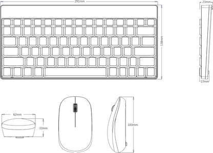 Perixx PERIDUO-712B Wireless Mini Keyboard and Mouse Set