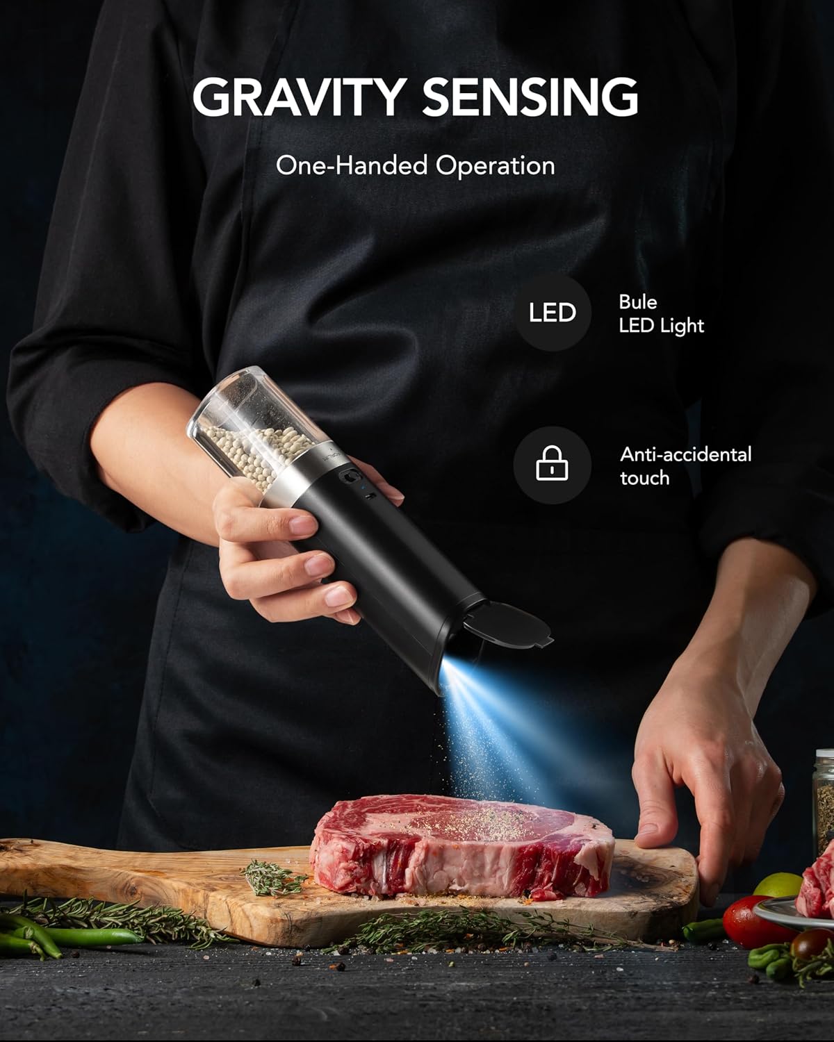 FORLIM KDL-593E-2WB Electric Salt and Pepper Grinder Set 2 Pack