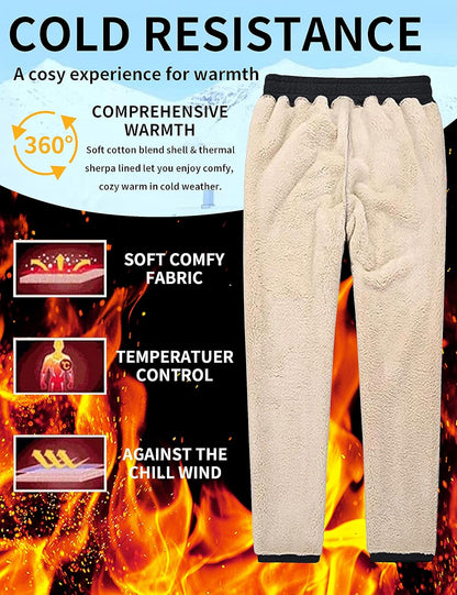 TACVASEN Men's Lined Winter Jogging Sweatpants with Sherpa Lining